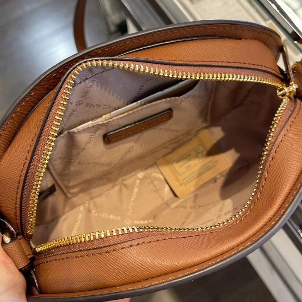 Michael Kors Jet Set Travel Medium Signature Logo EW Crossbody Bag Brown NWT